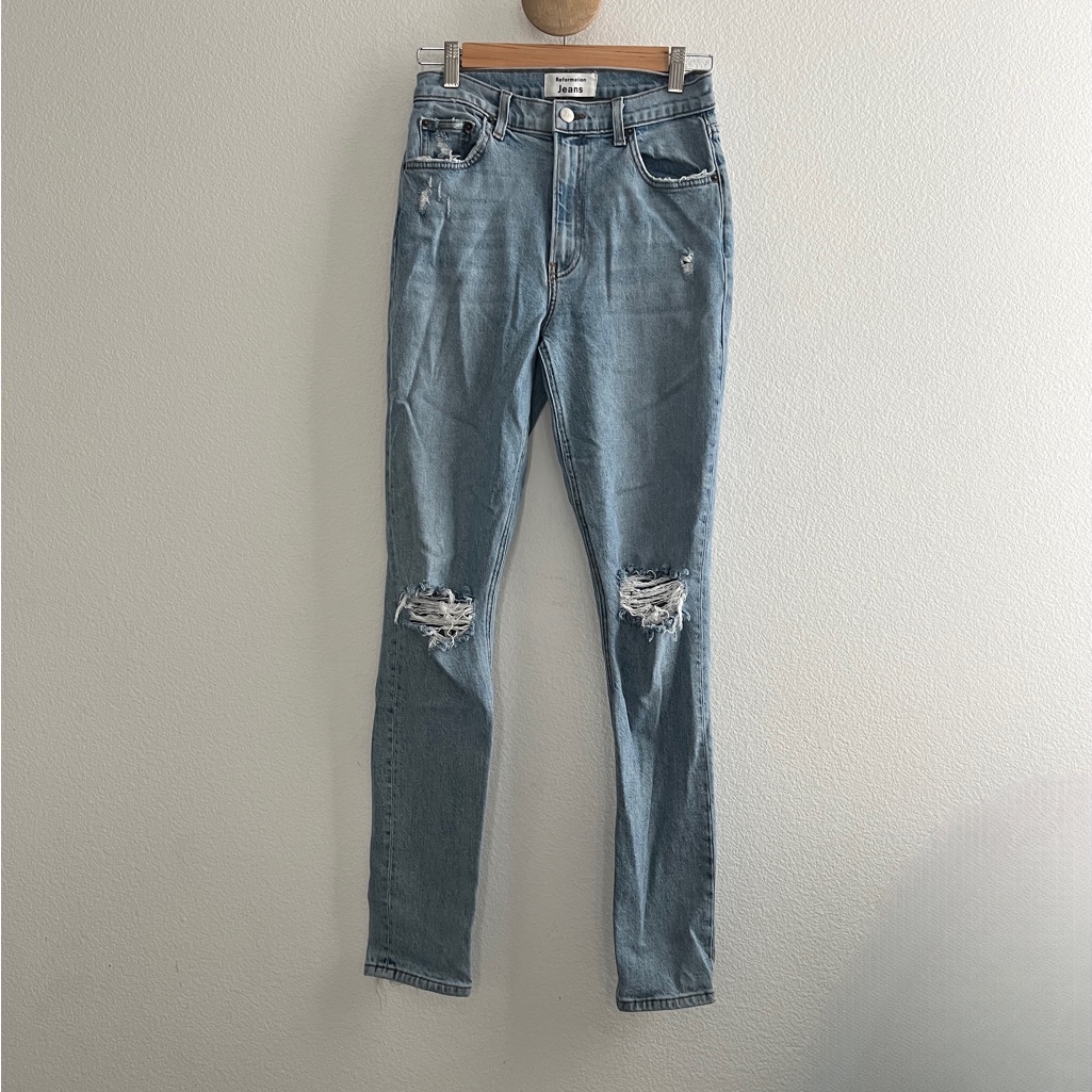Reformation High  Skinny Jean In Miami Destroyed